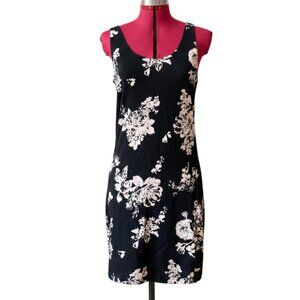 GARAGE - Bodycon dress Black with white flowers - mini open back - large